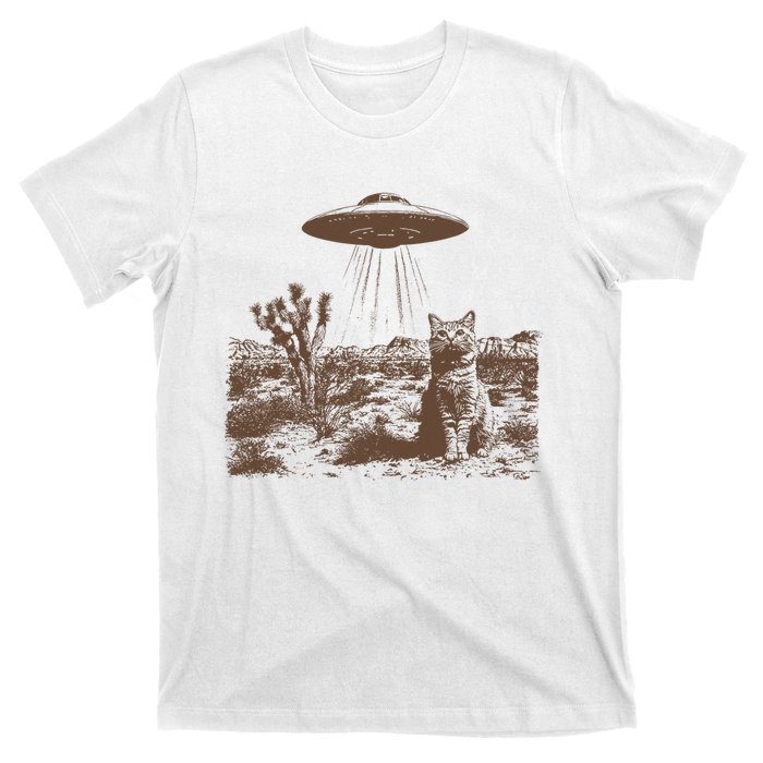 Retro 90s Western Vintage Ufo Cowboy Cat Wild West Kitten T-Shirt