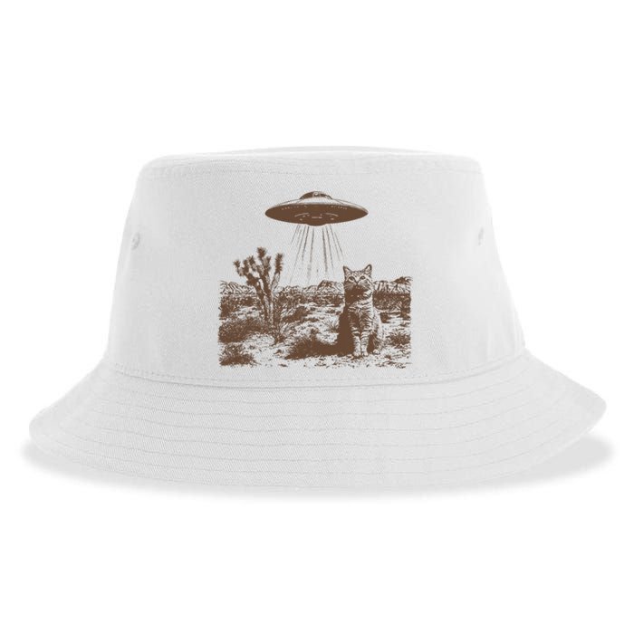 Retro 90s Western Vintage Ufo Cowboy Cat Wild West Kitten Sustainable Bucket Hat