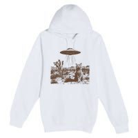 Retro 90s Western Vintage Ufo Cowboy Cat Wild West Kitten Premium Pullover Hoodie