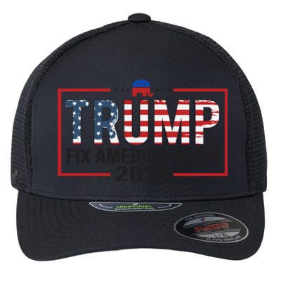 Rejuvenate America 2024 Patriotic Theme Flexfit Unipanel Trucker Cap