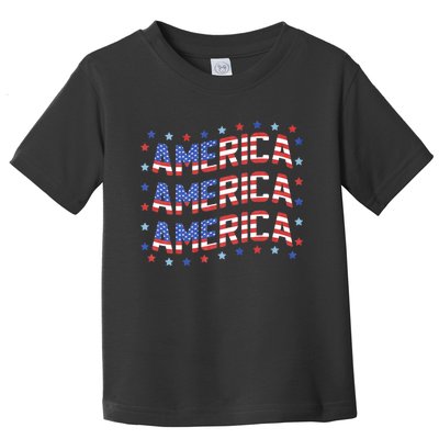 Retro America 4th Of July American Flag Patriotic American Toddler T-Shirt