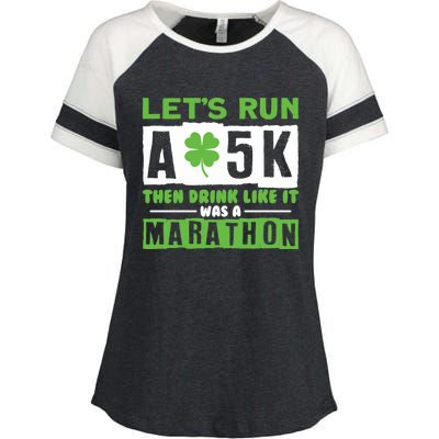 Run A 5k Like A Marathon Shamrock Running Gift Enza Ladies Jersey Colorblock Tee