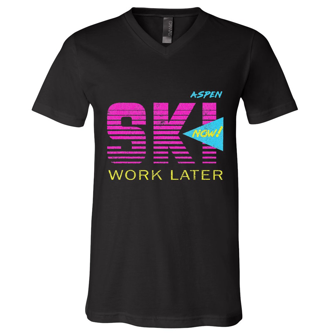 Retro Aspen 80s Colorado Skiing V-Neck T-Shirt