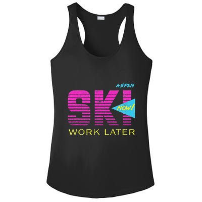 Retro Aspen 80s Colorado Skiing Ladies PosiCharge Competitor Racerback Tank