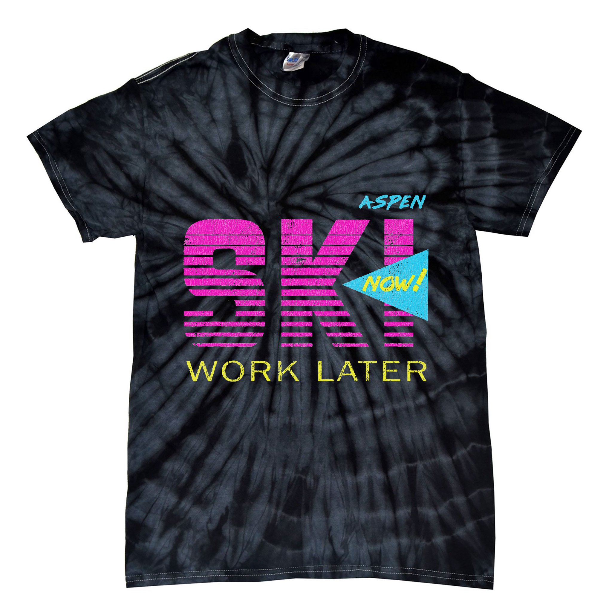 Retro Aspen 80s Colorado Skiing Tie-Dye T-Shirt
