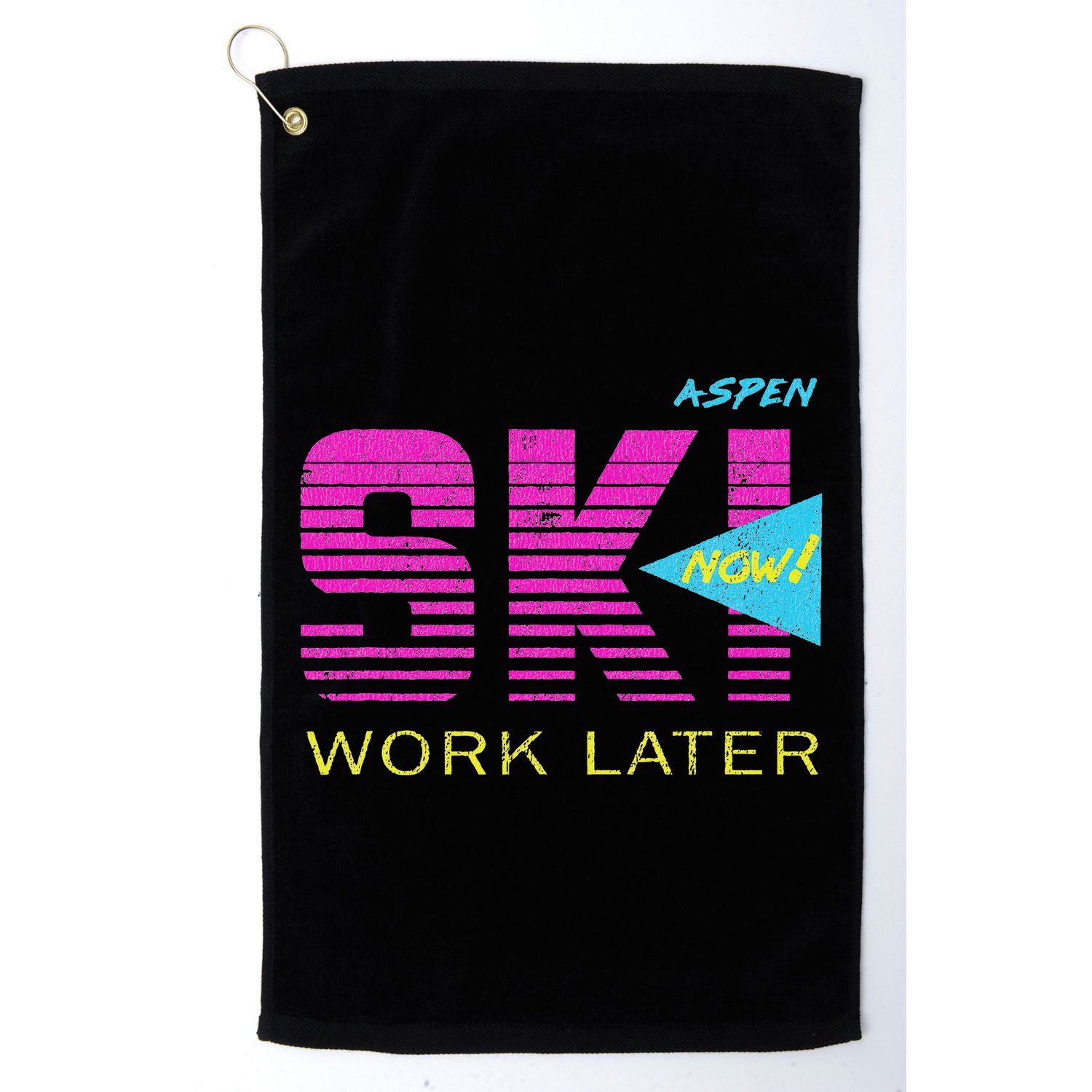Retro Aspen 80s Colorado Skiing Golf Towel