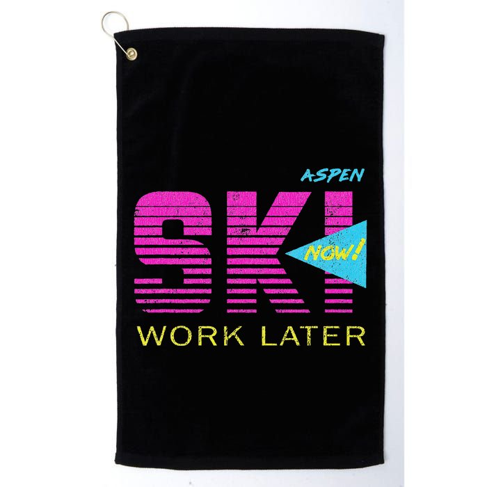Retro Aspen 80s Colorado Skiing Golf Towel