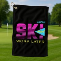 Retro Aspen 80s Colorado Skiing Golf Towel
