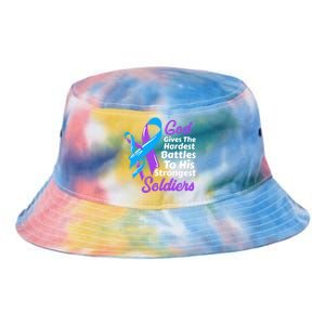 Rheumatoid Arthritis Awareness Ribbon God Strongest Soldiers Gift Tie Dye Newport Bucket Hat