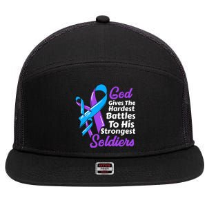 Rheumatoid Arthritis Awareness Ribbon God Strongest Soldiers Gift 7 Panel Mesh Trucker Snapback Hat