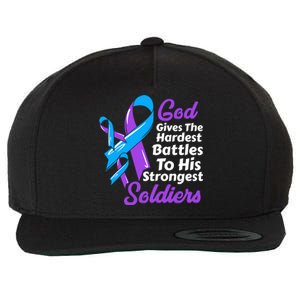 Rheumatoid Arthritis Awareness Ribbon God Strongest Soldiers Gift Wool Snapback Cap