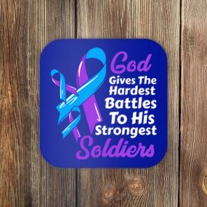 Rheumatoid Arthritis Awareness Ribbon God Strongest Soldiers Gift Coaster