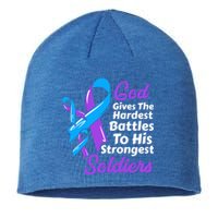 Rheumatoid Arthritis Awareness Ribbon God Strongest Soldiers Gift Sustainable Beanie