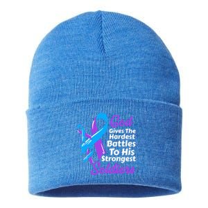 Rheumatoid Arthritis Awareness Ribbon God Strongest Soldiers Gift Sustainable Knit Beanie