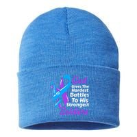 Rheumatoid Arthritis Awareness Ribbon God Strongest Soldiers Gift Sustainable Knit Beanie