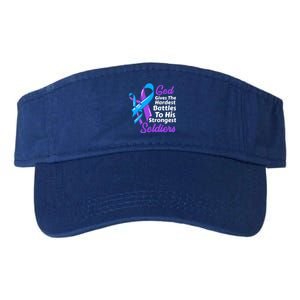 Rheumatoid Arthritis Awareness Ribbon God Strongest Soldiers Gift Valucap Bio-Washed Visor