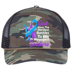 Rheumatoid Arthritis Awareness Ribbon God Strongest Soldiers Gift Retro Rope Trucker Hat Cap