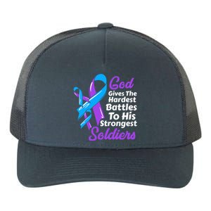 Rheumatoid Arthritis Awareness Ribbon God Strongest Soldiers Gift Yupoong Adult 5-Panel Trucker Hat