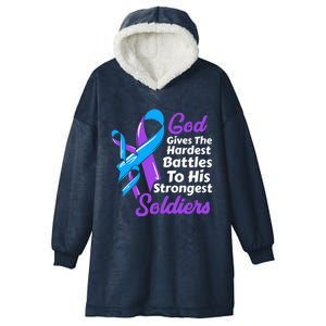 Rheumatoid Arthritis Awareness Ribbon God Strongest Soldiers Gift Hooded Wearable Blanket