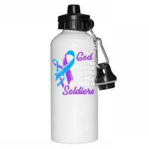 Rheumatoid Arthritis Awareness Ribbon God Strongest Soldiers Gift Aluminum Water Bottle