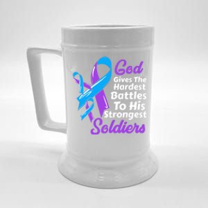 Rheumatoid Arthritis Awareness Ribbon God Strongest Soldiers Gift Beer Stein