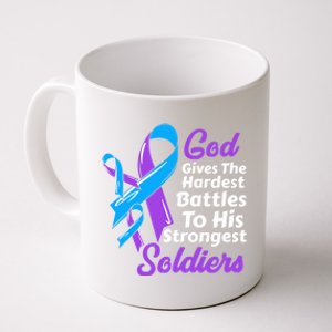 Rheumatoid Arthritis Awareness Ribbon God Strongest Soldiers Gift Coffee Mug