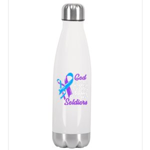 Rheumatoid Arthritis Awareness Ribbon God Strongest Soldiers Gift Stainless Steel Insulated Water Bottle