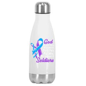 Rheumatoid Arthritis Awareness Ribbon God Strongest Soldiers Gift Stainless Steel Insulated Water Bottle