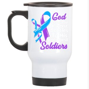 Rheumatoid Arthritis Awareness Ribbon God Strongest Soldiers Gift Stainless Steel Travel Mug