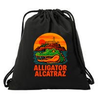 Retro Alligator Alcatraz Drawstring Bag