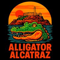 Retro Alligator Alcatraz Drawstring Bag
