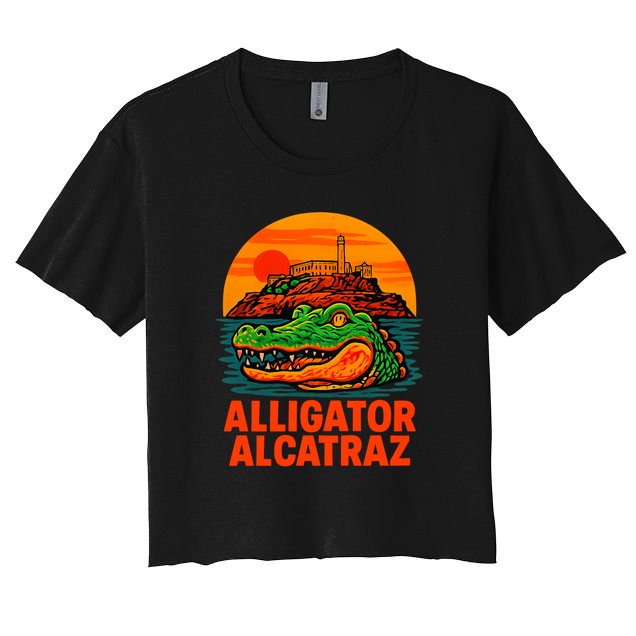 Retro Alligator Alcatraz Women's Crop Top Tee