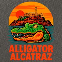 Retro Alligator Alcatraz Cotton Canvas Backpack