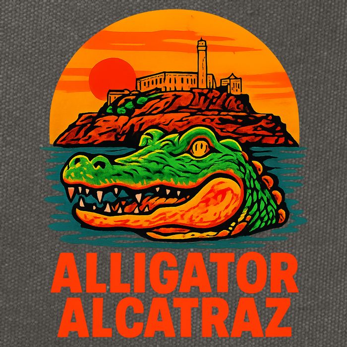 Retro Alligator Alcatraz Cotton Canvas Backpack