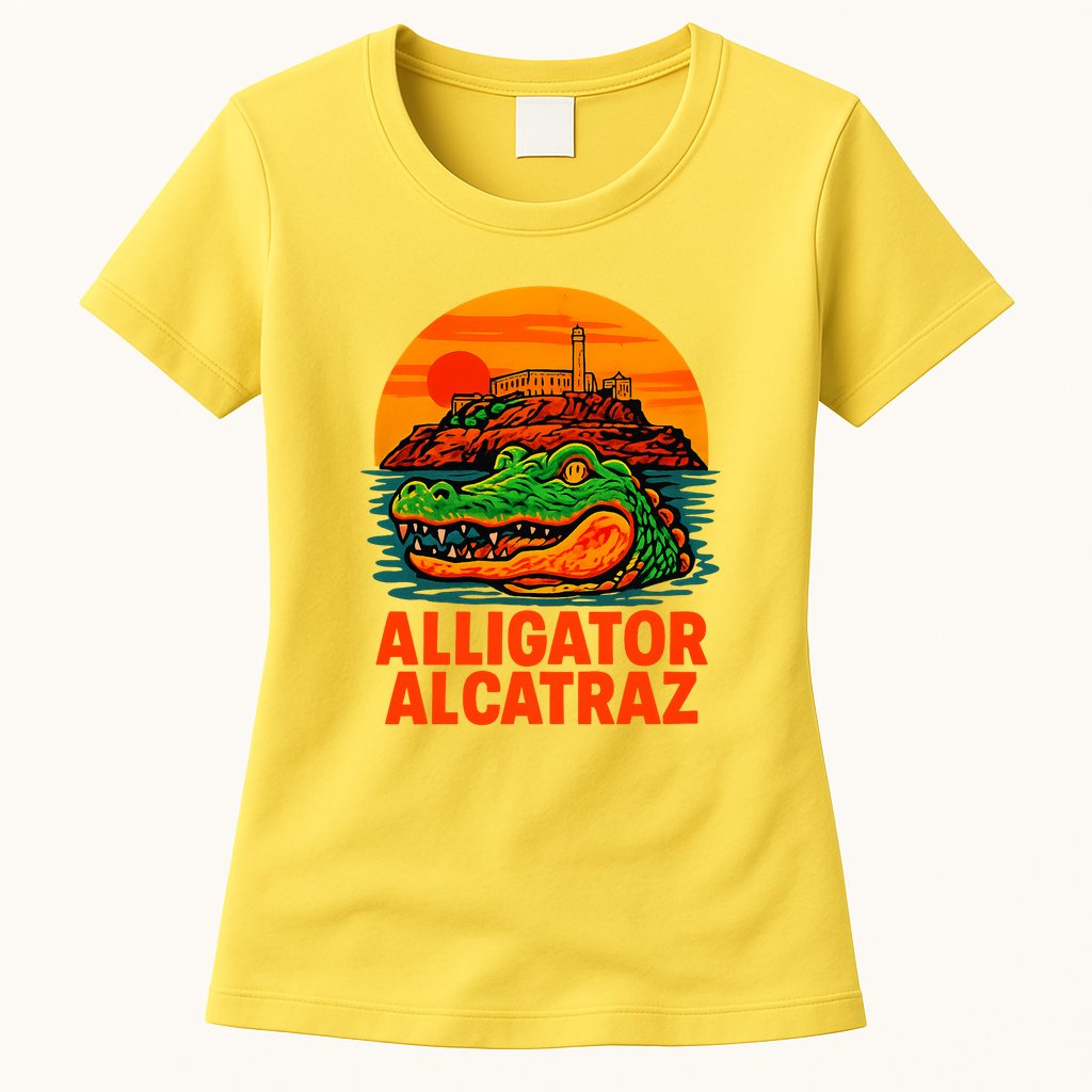 Retro Alligator Alcatraz Womens T-Shirt
