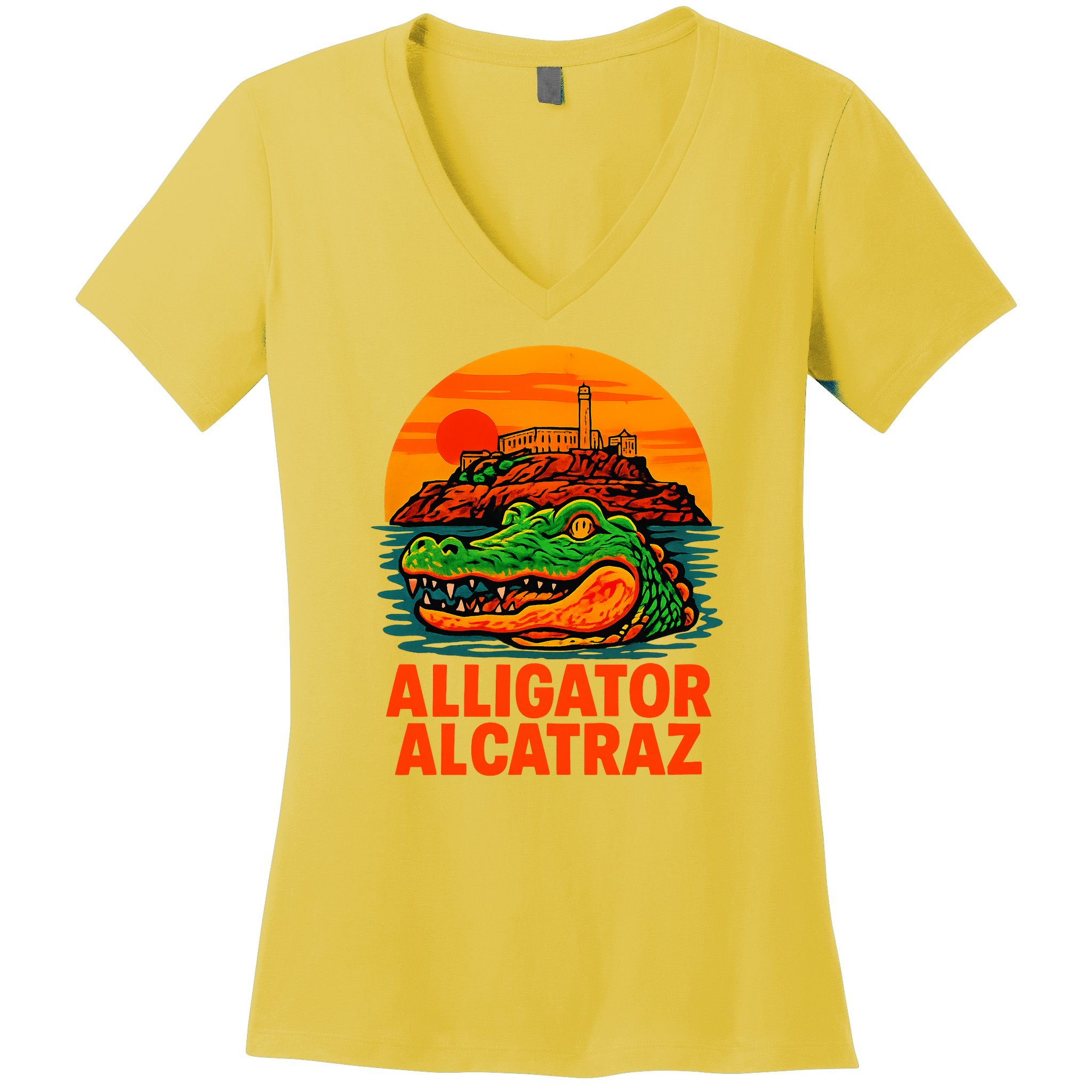 Retro Alligator Alcatraz Women's V-Neck T-Shirt