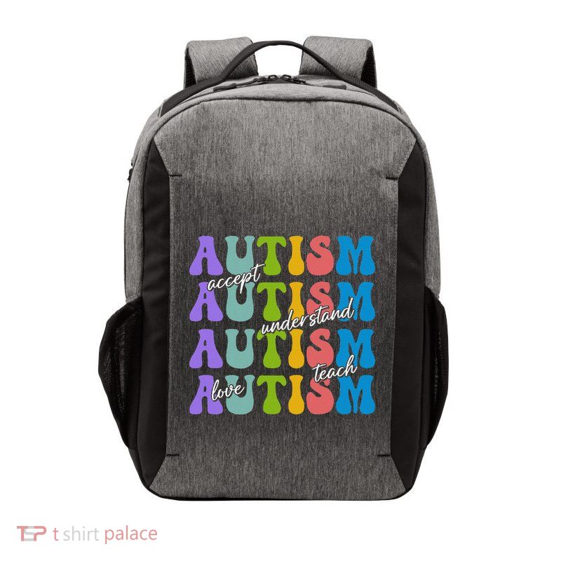 Retro Autism Accept Understand Love Autism Awareness Vector Backpack
