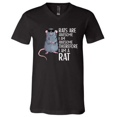 Rats Are Awesome Funny Rat Lover Apparel V-Neck T-Shirt