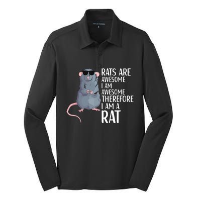 Rats Are Awesome Funny Rat Lover Apparel Silk Touch Performance Long Sleeve Polo