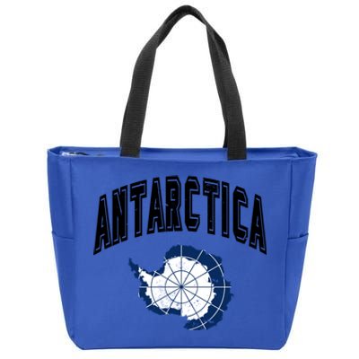 Retro Antarctica Athletic Map And Flag Gift Zip Tote Bag