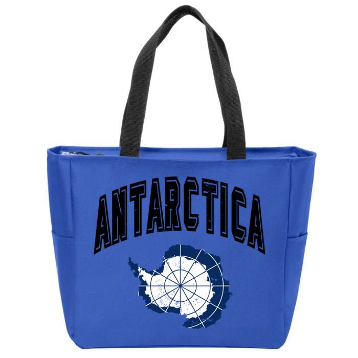 Retro Antarctica Athletic Map And Flag Gift Zip Tote Bag