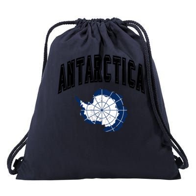 Retro Antarctica Athletic Map And Flag Gift Drawstring Bag