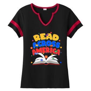 Read Across America Book Lover Ladies Halftime Notch Neck Tee