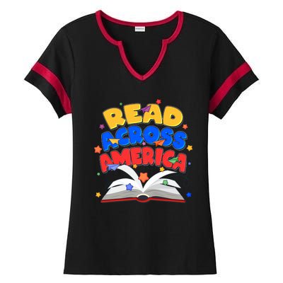 Read Across America Book Lover Ladies Halftime Notch Neck Tee