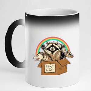 Retro Adopt A Cat Forbidden Cats Raccoon Opossum 11oz Black Color Changing Mug