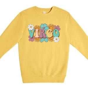 Retro Astrology August September Birthday Zodiac Sign Virgo Great Gift Premium Crewneck Sweatshirt