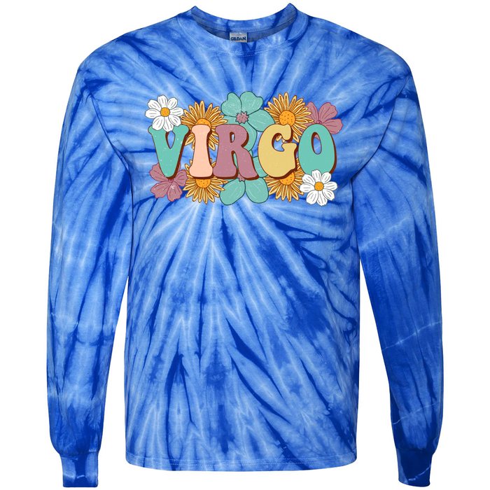 Retro Astrology August September Birthday Zodiac Sign Virgo Great Gift Tie-Dye Long Sleeve Shirt