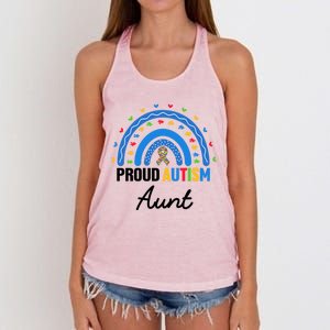 Rainbow Autism Awareness Aunt Nephew Niece Proud Autism Aunt Gift Women's Knotted Racerback Tank