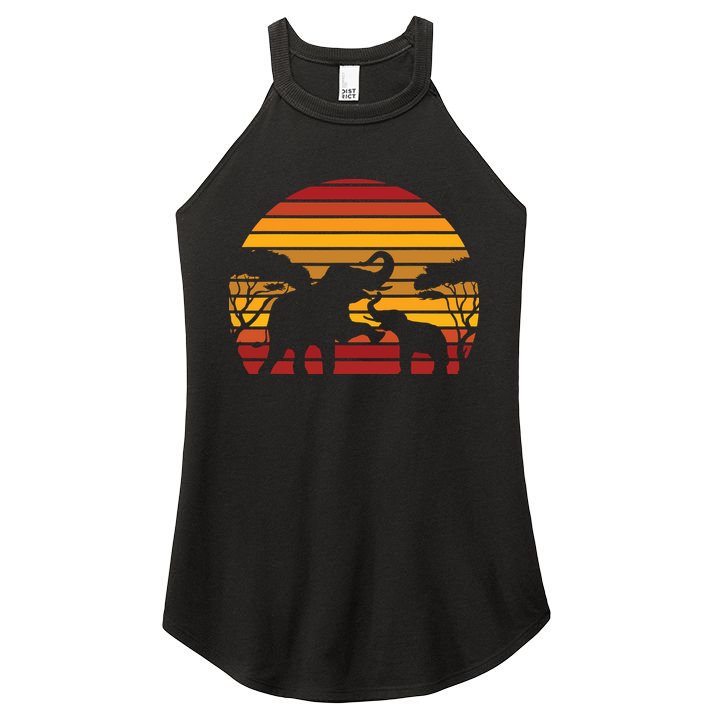 Retro Africa Animal Zoo Keeper Gift Safari Sunset Elephant Women's Perfect Tri Rocker Tank
