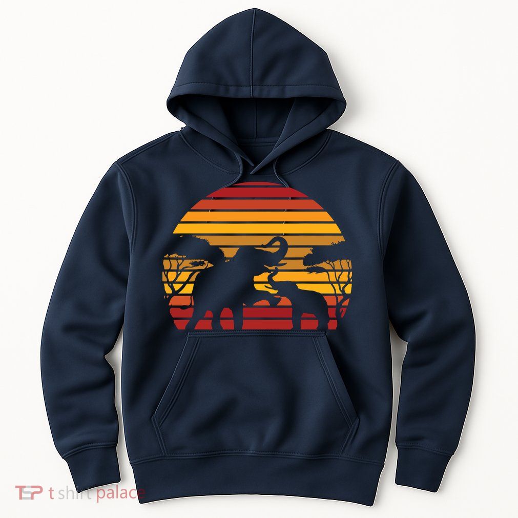 Retro Africa Animal Zoo Keeper Gift Safari Sunset Elephant Hoodie